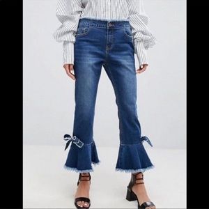 Current Air Los Angeles Ruffle & Bow Flare Jeans